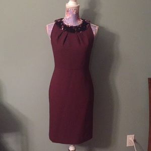 Talbots 2 petite maroon sequin floral shift dress